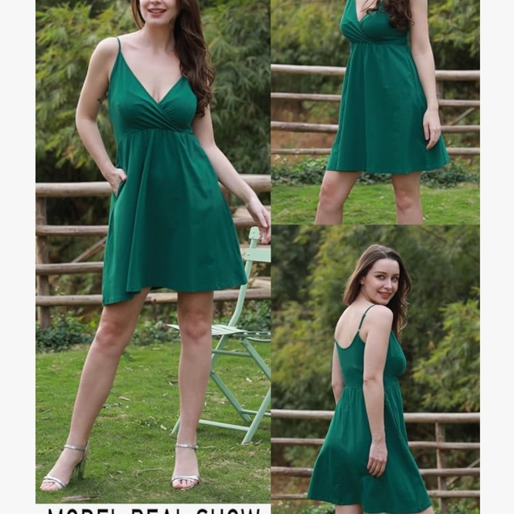 Green summer dress with pockets